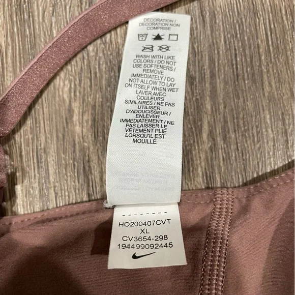 Nike Yoga Indy Luxe Light Support Padded Sports Bra With Lace Size XL Pink Blush - Picture 6 of 9